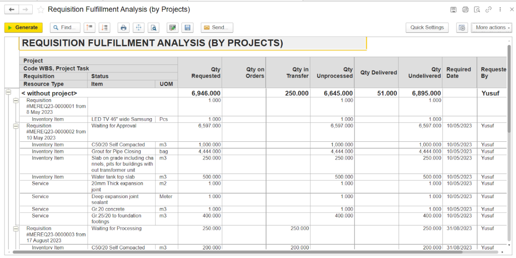 Requisition fulfillment in Firsbit ERP