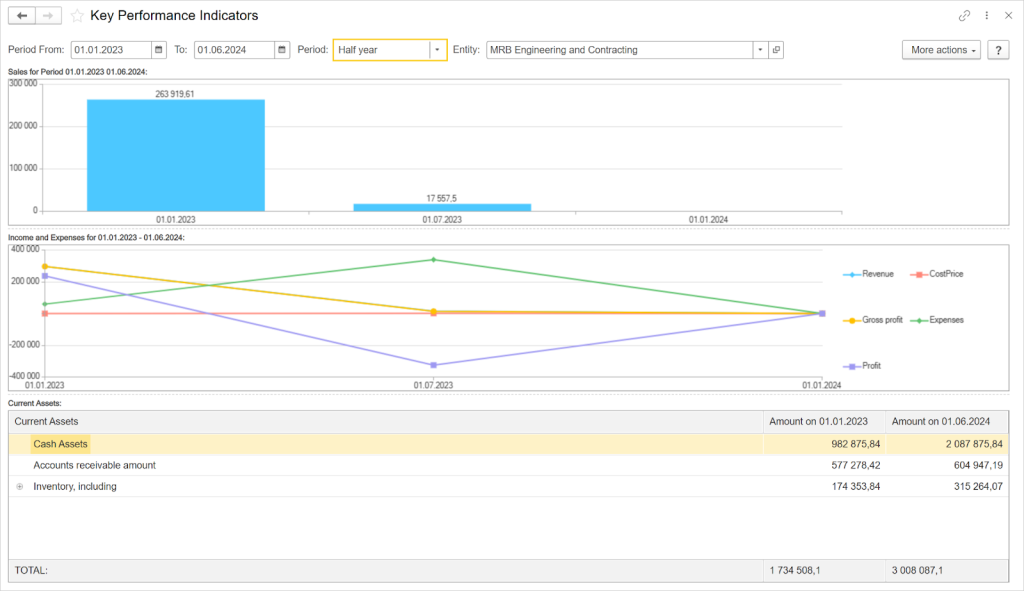 KPI graphs in FirstBit ERP