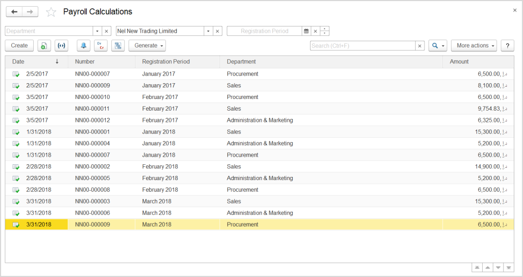 Payroll calculations in FirstBit ERP