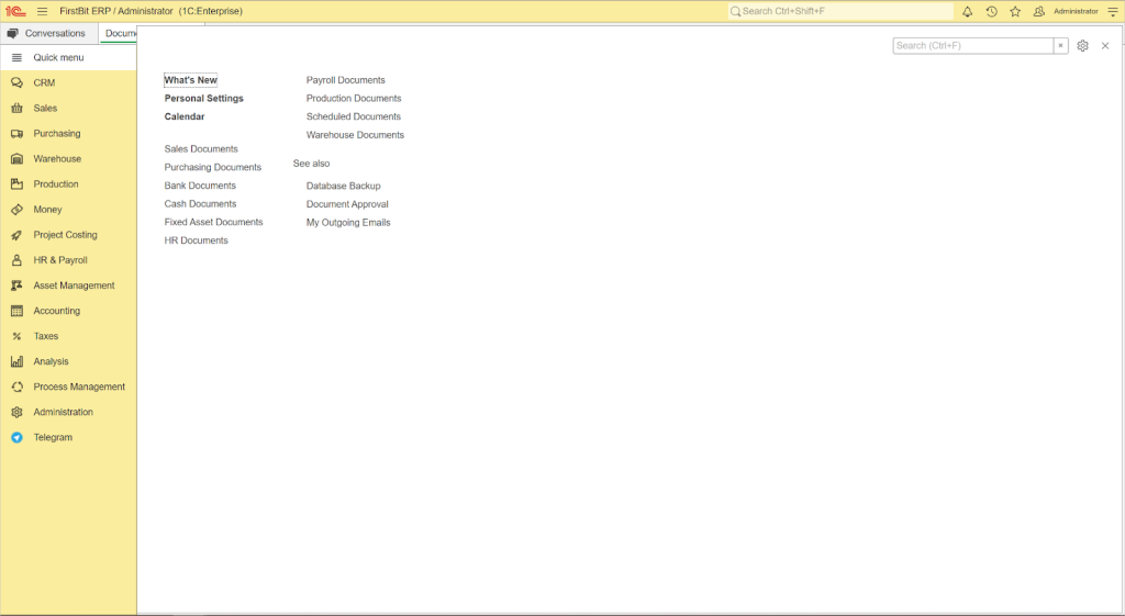 Interface in FirstBit ERP
