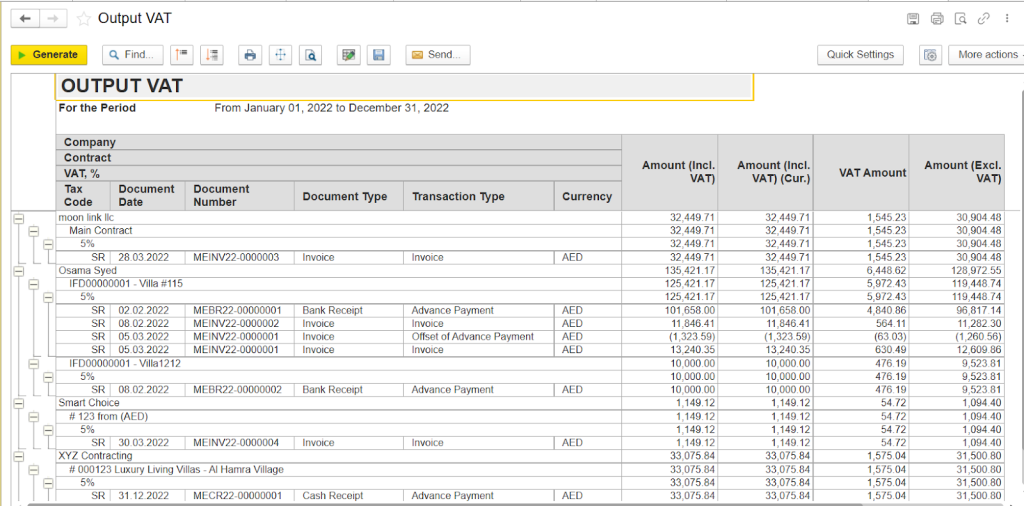 Output VAT report in FirstBit
