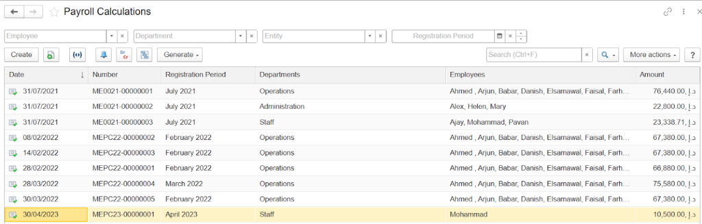 Payroll calculation in FirstBit ERP