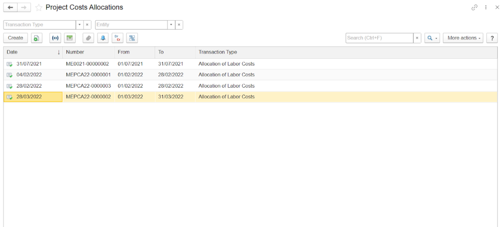 Project Cost Allocation in FirstBit ERP